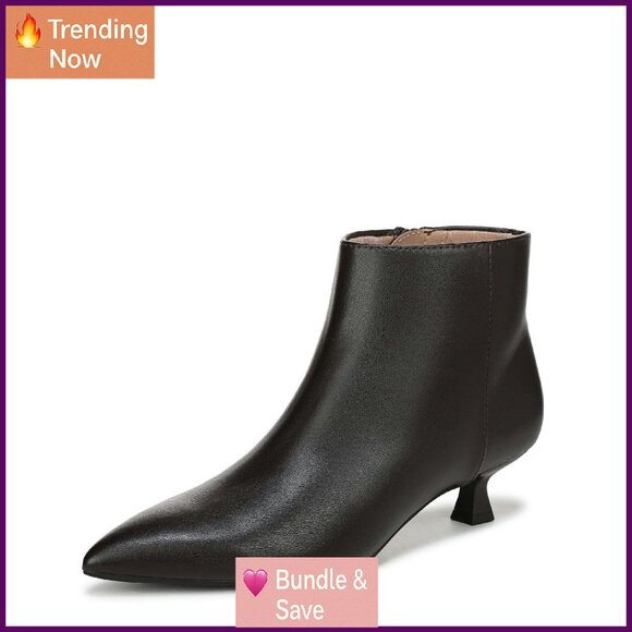 Women's Faux Leather Ankle Boots with Kitten Heel Side Zipper